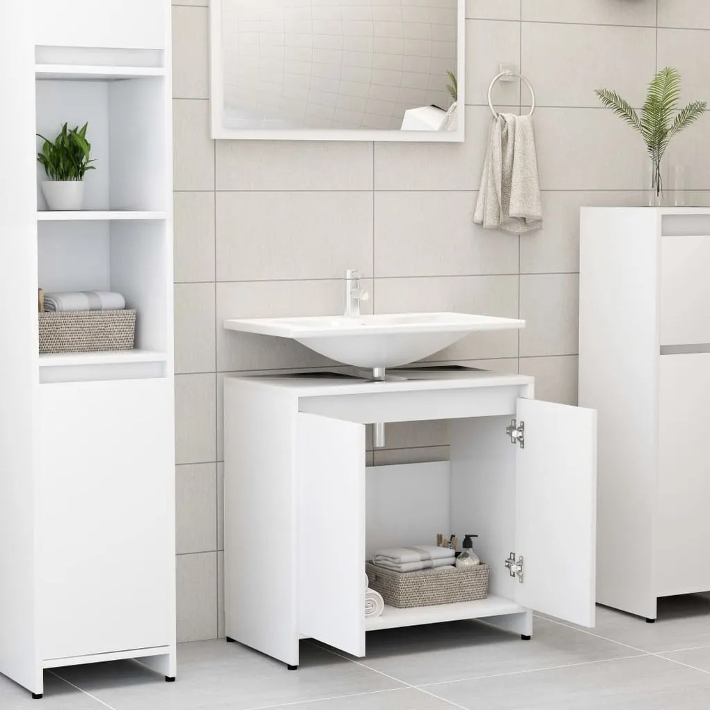 Armadio da bagno bianco 60x33x61 cm in truciolato