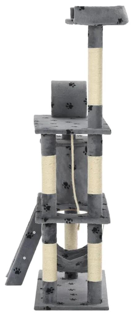 Albero per gatti e tiragraffi sisal 140cm zampe stampate grigio