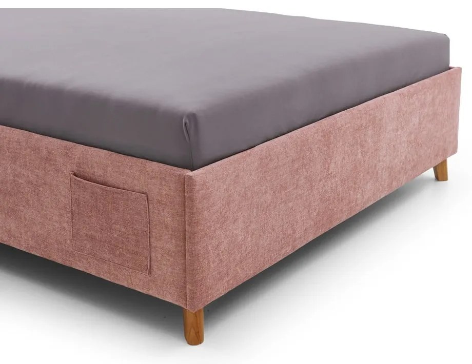 Letto da bambini rosa imbottito con contenitore con rete inclusa 120x200 cm Fun – Meise Möbel