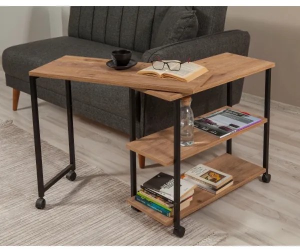 Tavolino MELIN 63x70 cm marrone/nero