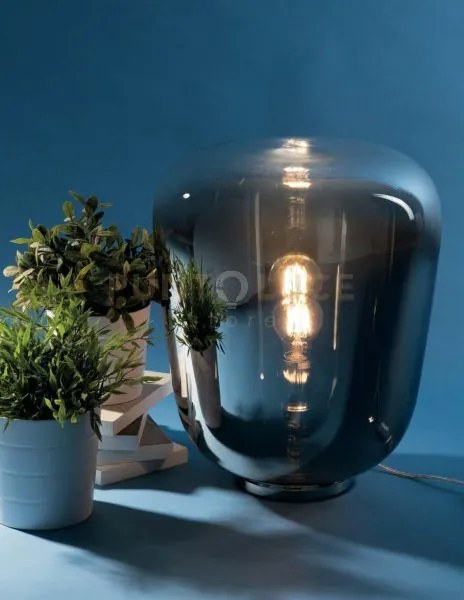 Lume smoke cromo 1 luce attacco e27 33x39,8cm in vetro soffiato