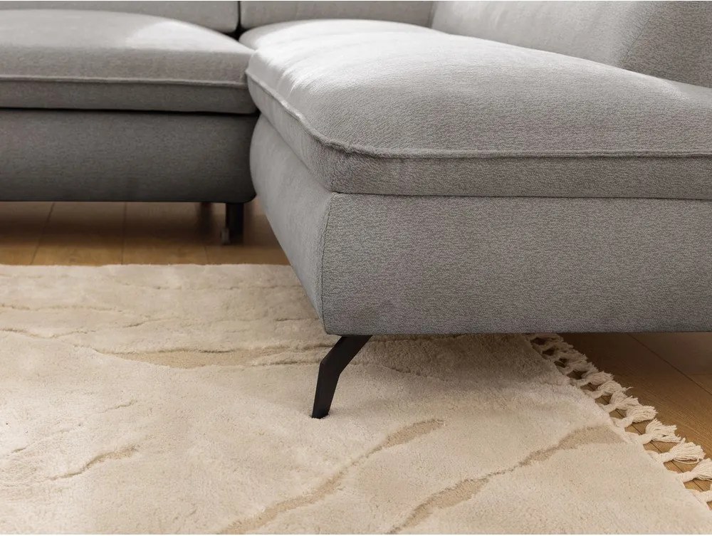 Divano angolare grigio chiaro (con penisola a destra/a L) con rivestimento in ciniglia Marbeya – Ropez