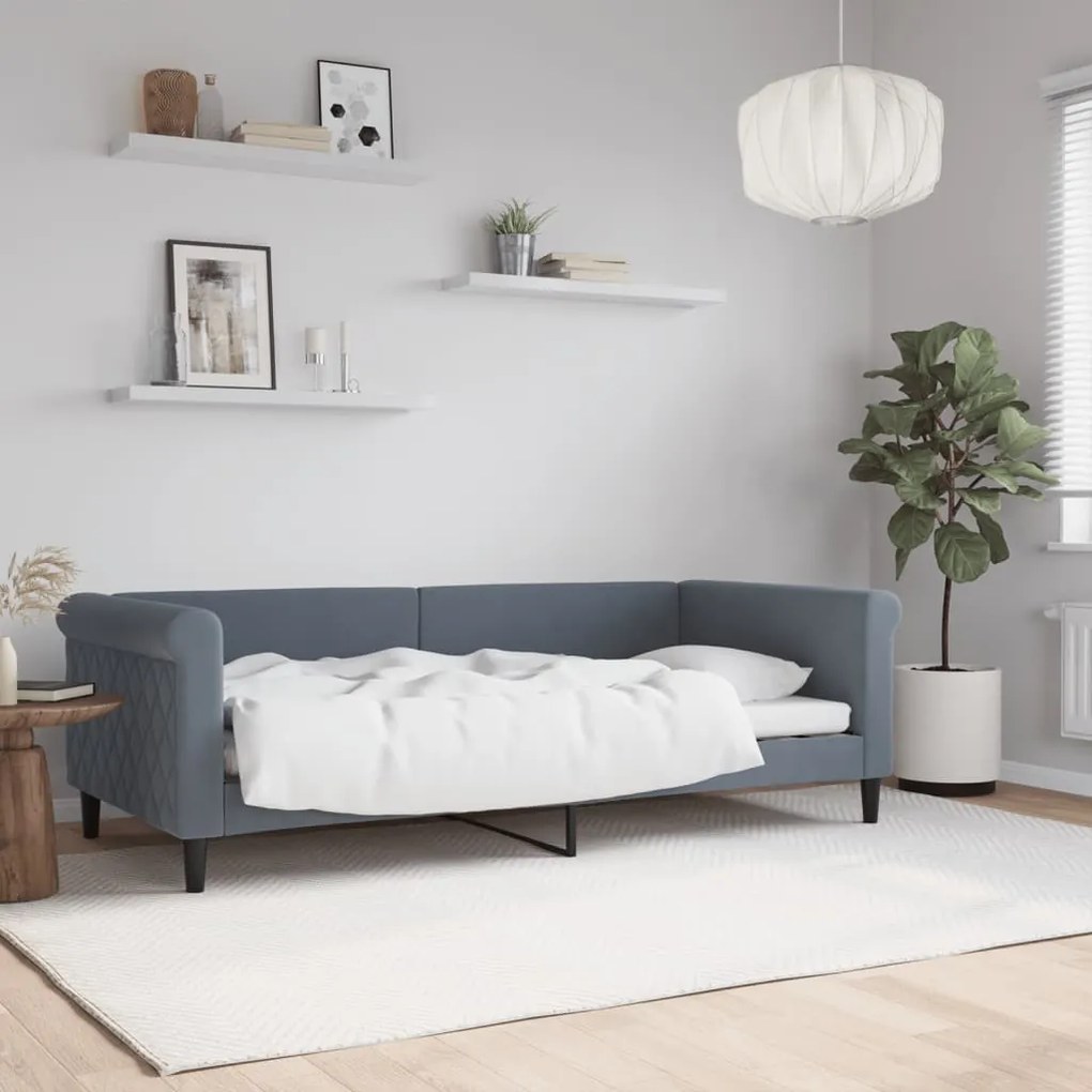 Letto Da Giorno Grigio Scuro 90x190 Cm İn Velluto /