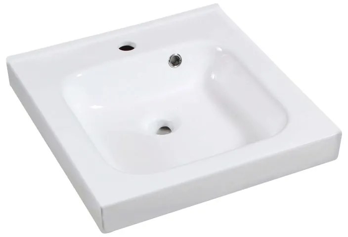 Lavabo integrale a incasso bacino al centro rettangolare Remix L 46 x H 14 x P 49 cm in ceramica bianco