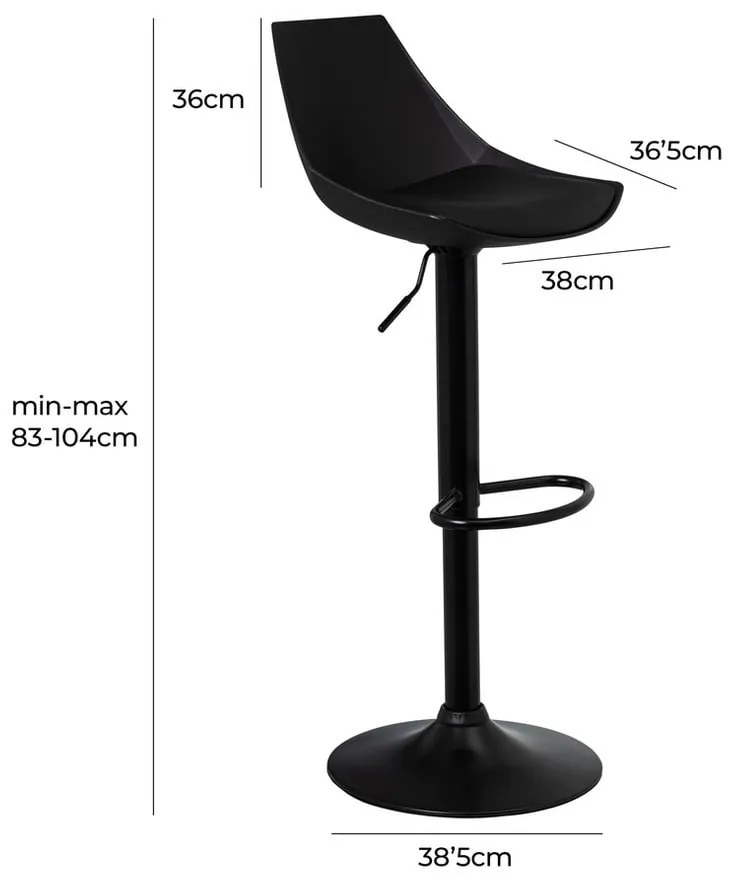 Sgabelli da bar neri ad altezza regolabile in similpelle in set di 2 (altezza seduta 56,5 cm) - Casa Selección