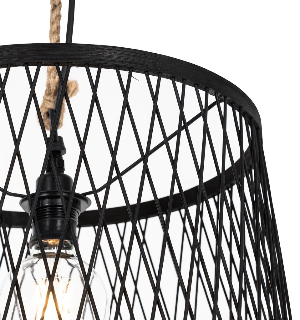 Lampada a sospensione da esterno rustica in rattan nero 40 cm - Calamus