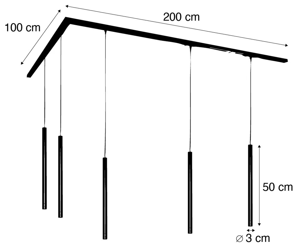 Sistema di illuminazione a binario moderno con 5 luci a sospensione bianco 1 fase - Iconic Frini