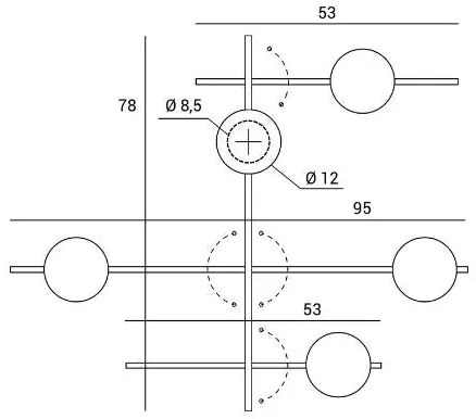 Mikado parete/soffitto 5 luci vetro cosmo