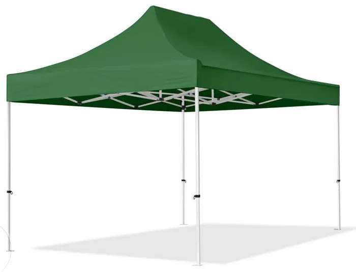 TOOLPORT 3x4,5m gazebo pieghevole con laterali (finestre panoramiche), ECONOMY acciaio, verde scuro - (59046)