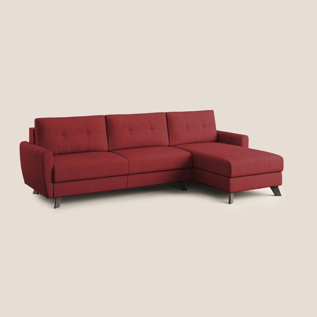 Callisto Divano letto angolare con penisola in tessuto morbido impermeabile T02 rosso