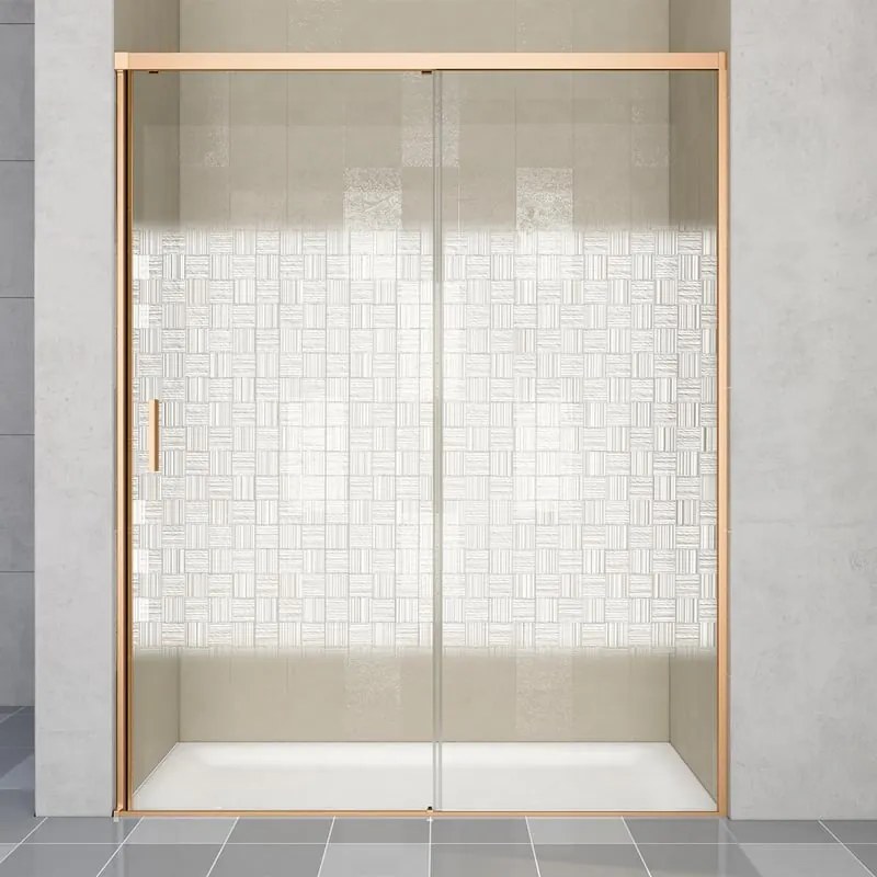 Porta doccia scorrevole Jazz, L 118-119.5 cm x H 200 cm x SP 6 mm, profilo dorato, vetro smerigliato