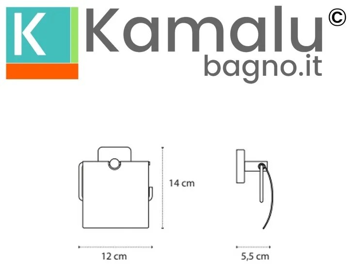 Kamalu - portarotolo con coperchio a muro in acciaio inox lucido | clode-c