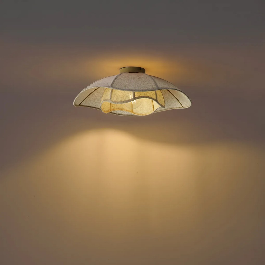 Plafoniera Japandi in tessuto beige 55cm - Haru