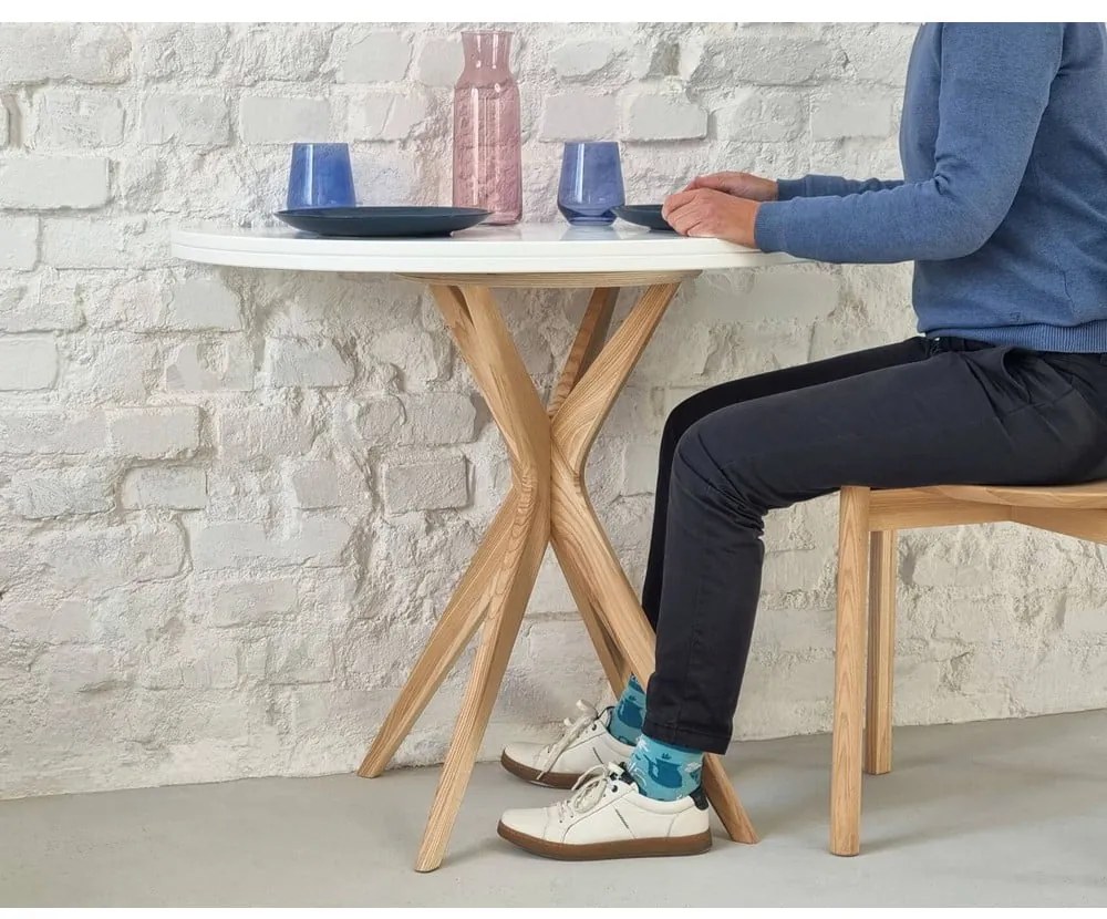 Tavolo da pranzo rotondo allungabile con estensione 65x90 cm Jubi – Ragaba