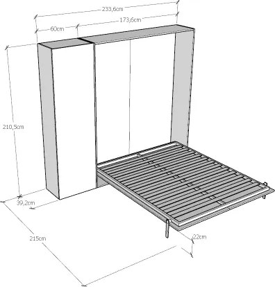 Letto a scomparsa matrimoniale 160 cm con colonna Quercia KENTARO