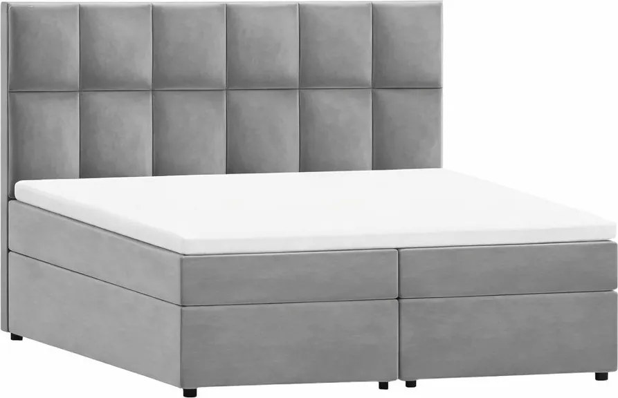 Letto matrimoniale imbottito grigio con spazio contenitivo 160x200 cm Flip - Ropez