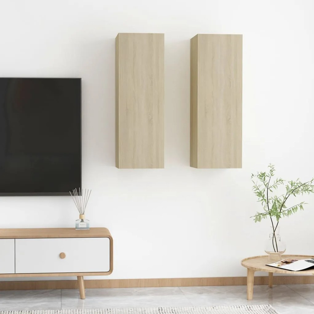 Mobili Tv 2pz Rovere Sonoma 30,5x30x90 Cm İn Legno Multistrato /