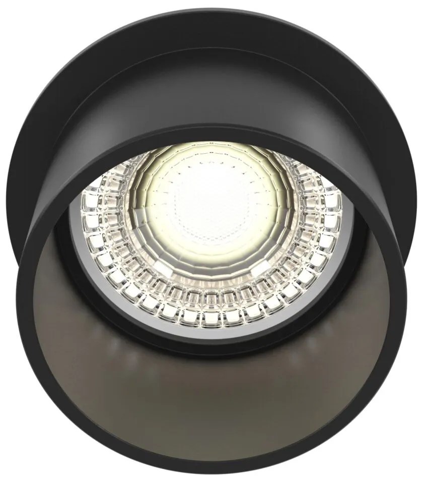 Faretto Da Incasso Moderno Reif Alluminio Nero 1 Luce Diffusore Nero