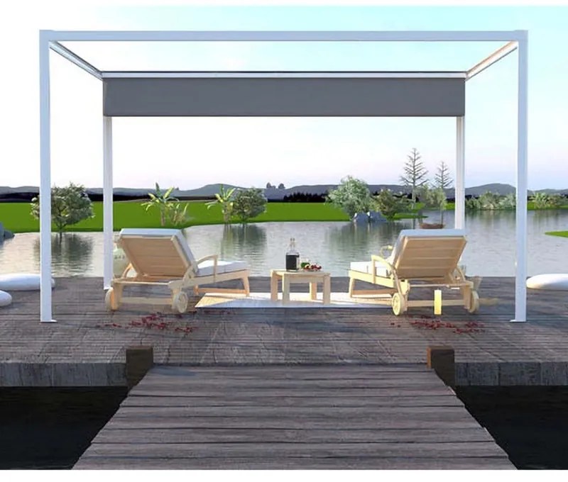 Pergola motorizzata Glicine in alluminio struttura bianco L 394 x P 294 x H 235 cm