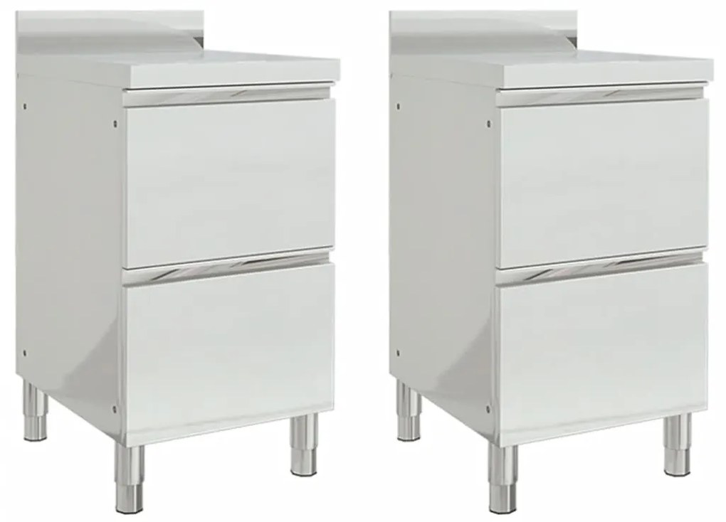 Mobiletti Da Cucina Commerciale A 2 Cassetti 2 Pz Acciaio Inox /