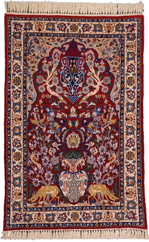 Isfahan Tappeto 100x70 Beige (Iran) Annodato A Mano