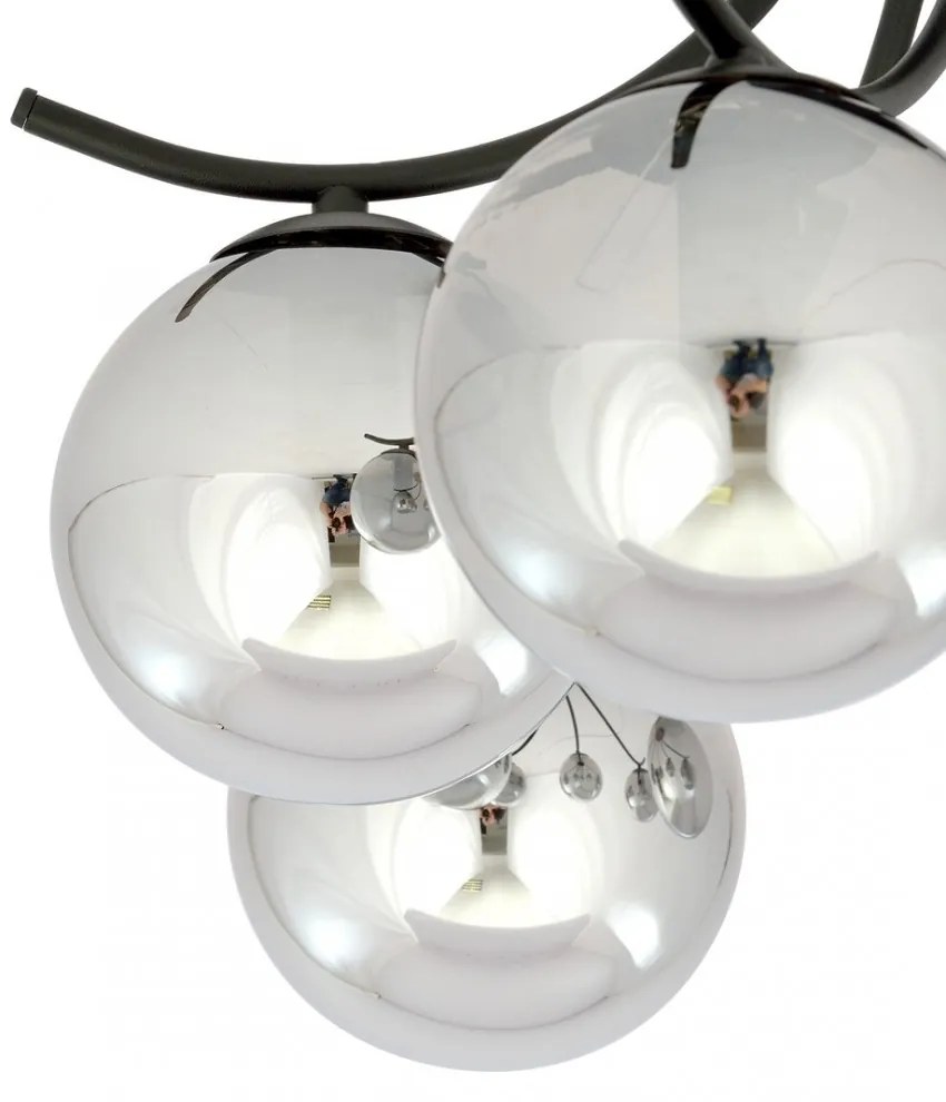 Lampadario da Soffitto in Acciaio e Vetro BOSTON 4 Nero 4xE14 Colore delle Sfere Grafite