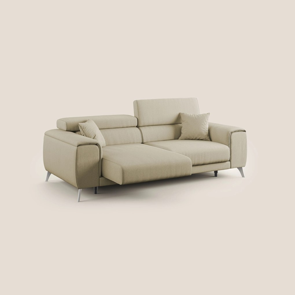 Fusion divano con sedute allungabili in tessuto smacchiabile T05 cammello