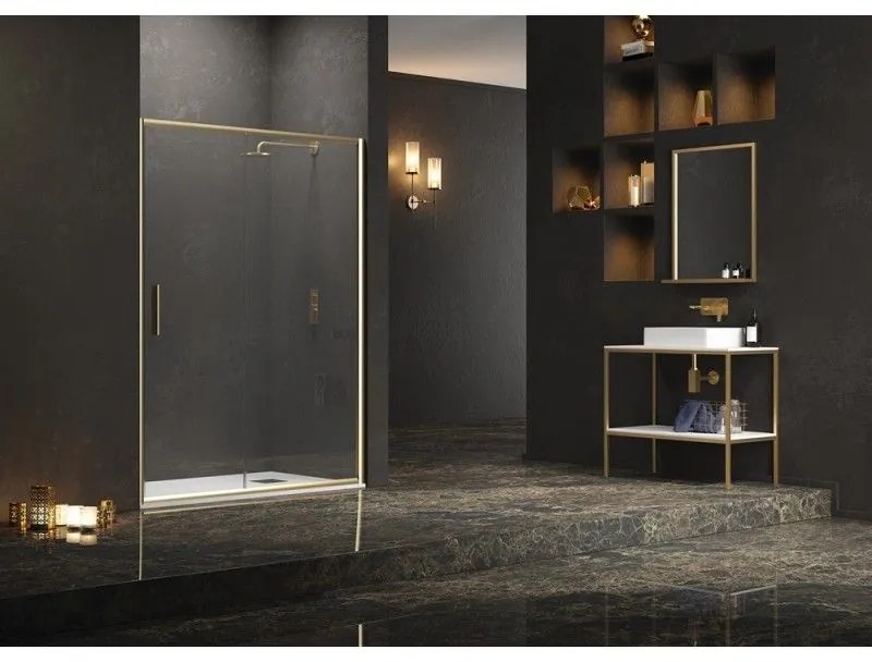 Kamalu - Nicchia doccia 130 cm colore oro spazzolato | KEF4000