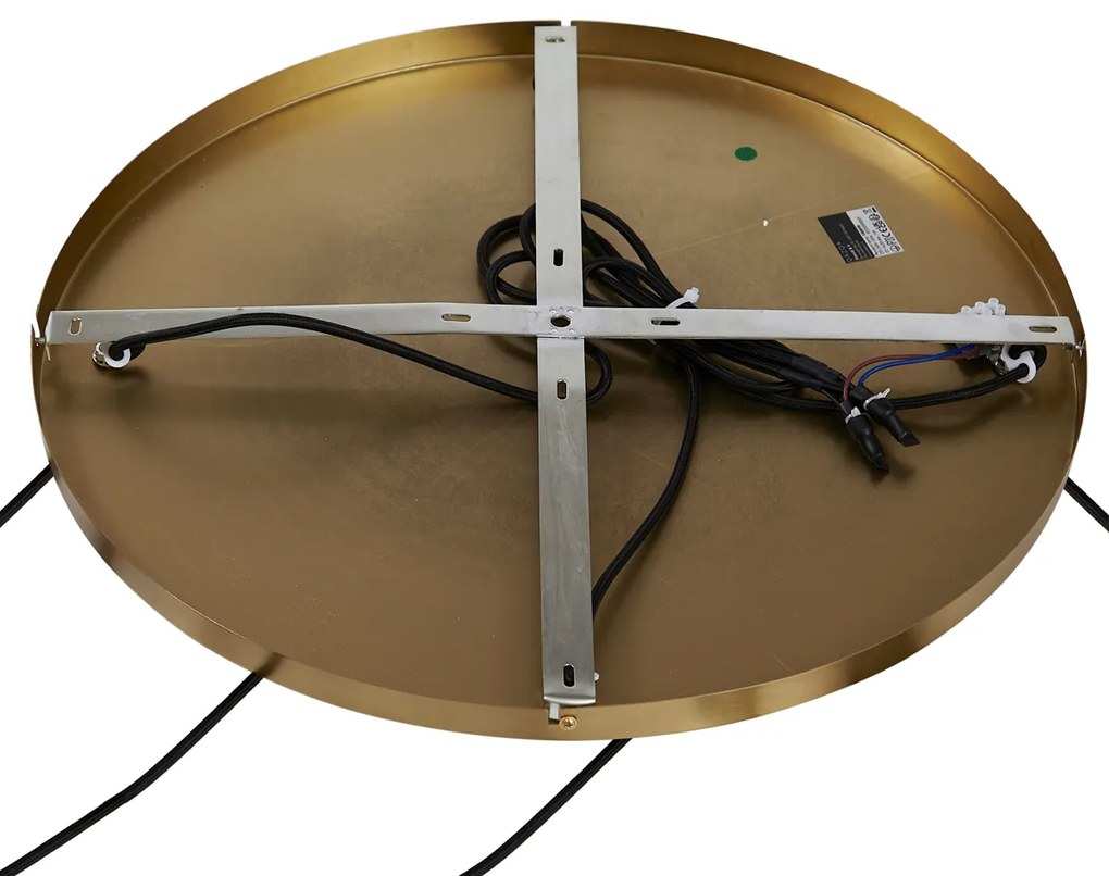 Lampada a sospensione bronzo con vetro fumé ambrato e verde rotonda a 4 luci - Bao