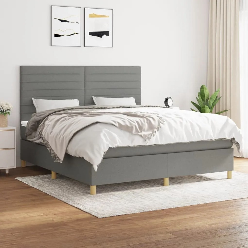 Giroletto A Molle Con Materasso Grigio Scuro 160x200 Cm Tessuto /