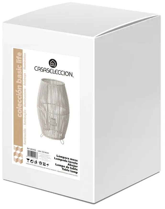 Lampada da tavolo bianca con paralume in bambù (altezza 29 cm) - Casa Selección