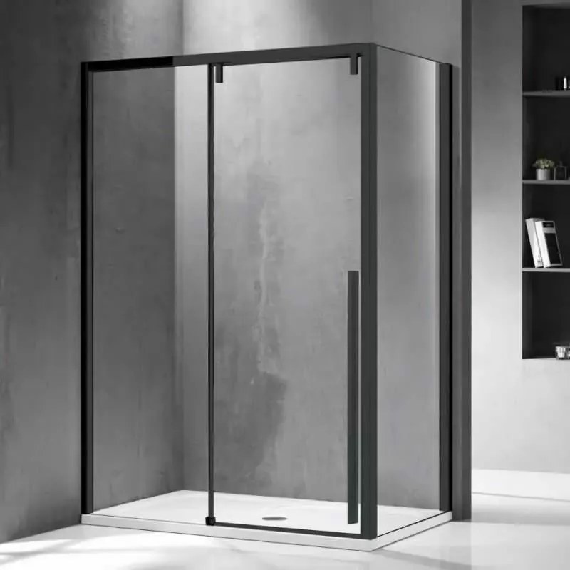 Kamalu - Cabina doccia 80x150 profilo nero anta scorrevole e lato fisso | KSA5000B