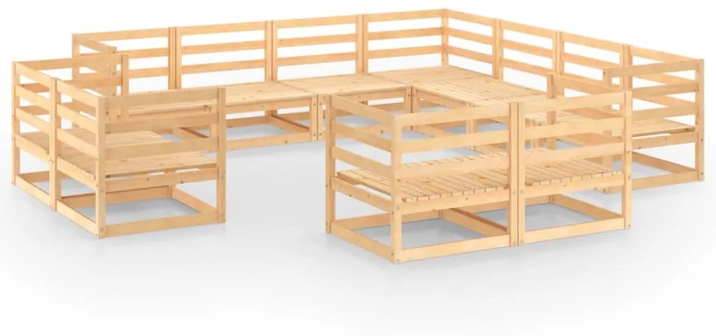 Set divani da giardino 11 pz in legno massello di pino