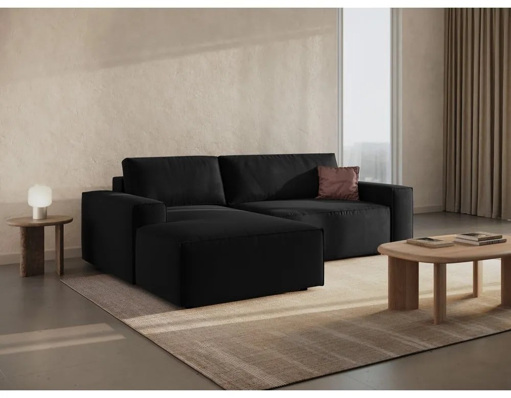 Divano letto nero ad angolo (angolo sinistro) Jodie - Micadoni Home