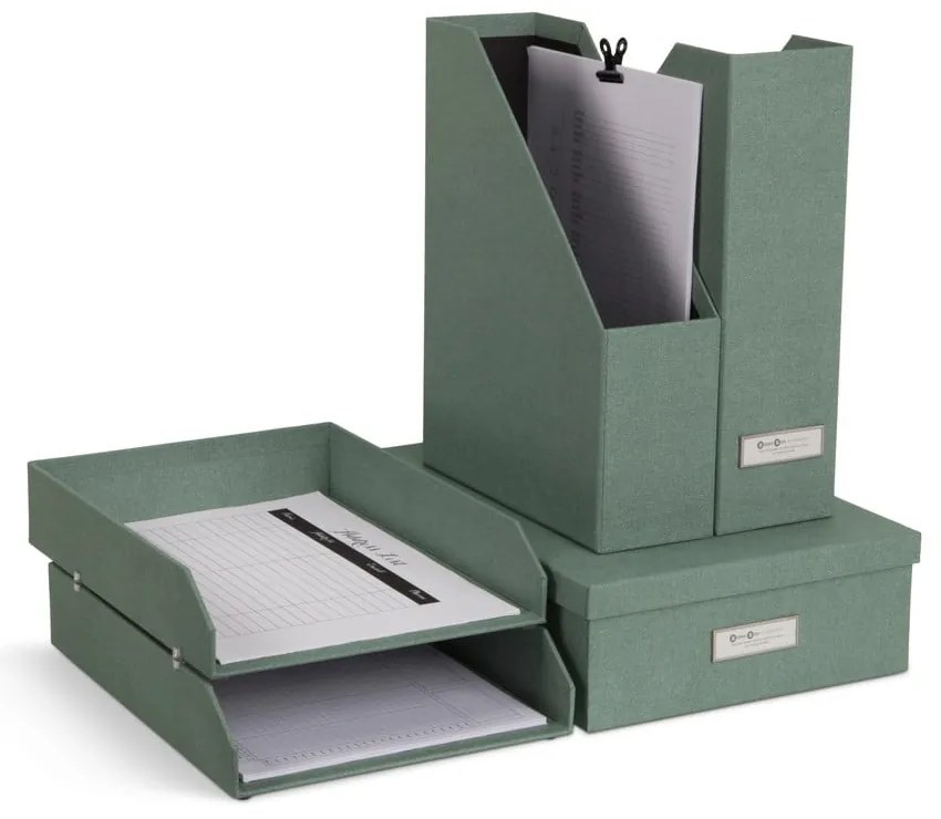 Set di organizer verdi in cartone per documenti 5 pz Holger Canvas Paper Laminate – Bigso