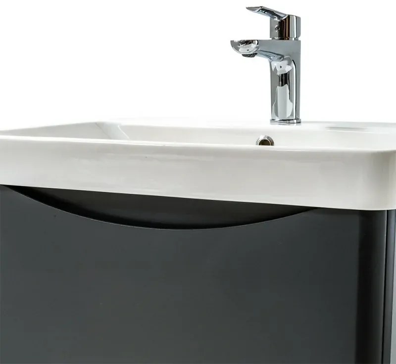 Mobile bagno sospeso 80 cm antracite con specchio a filo Zen