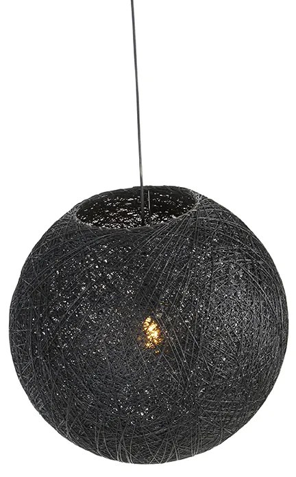 Lampada a sospensione rustica nera 60 cm - Corda