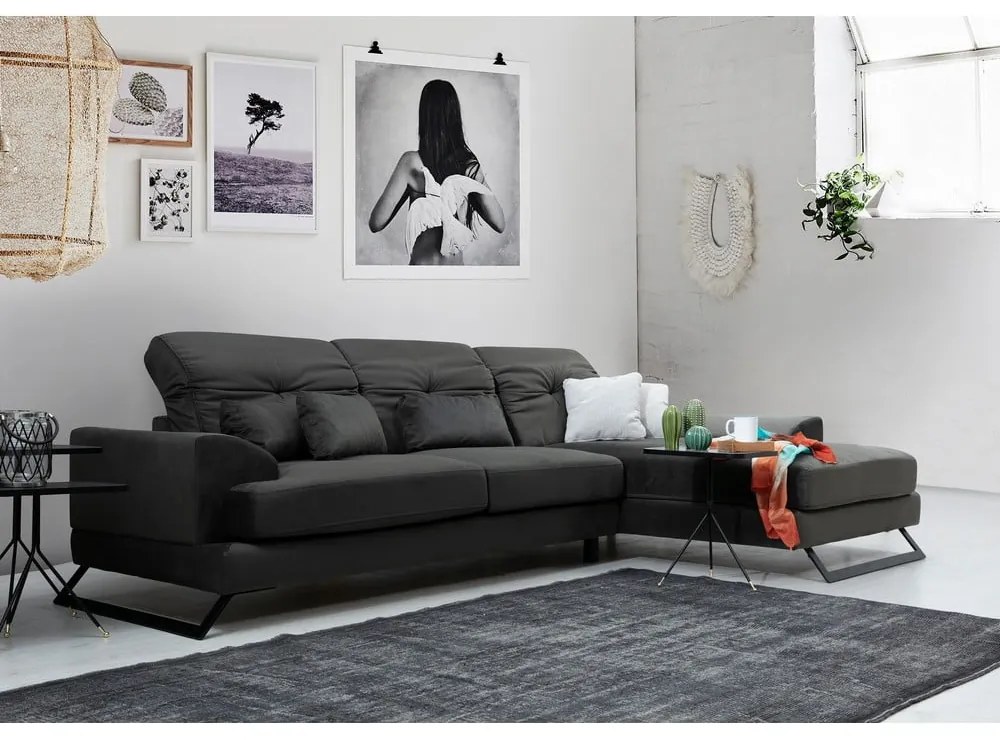Divano angolare grigio scuro (angolo destro) Frido - Balcab Home