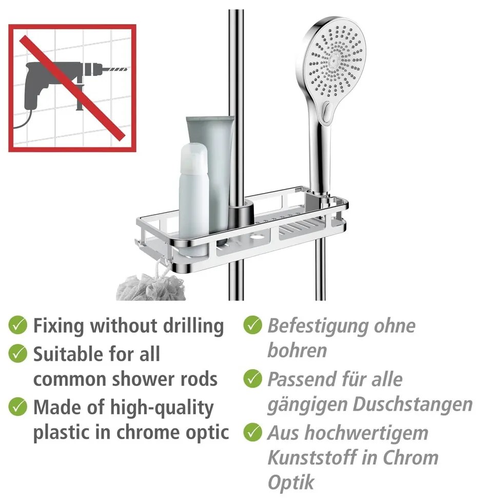 Mensola autoportante in plastica per bagno in argento lucido Libertà - Wenko