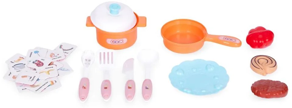 Cucina compatta per bambini con LED + 10 accessori - rosa