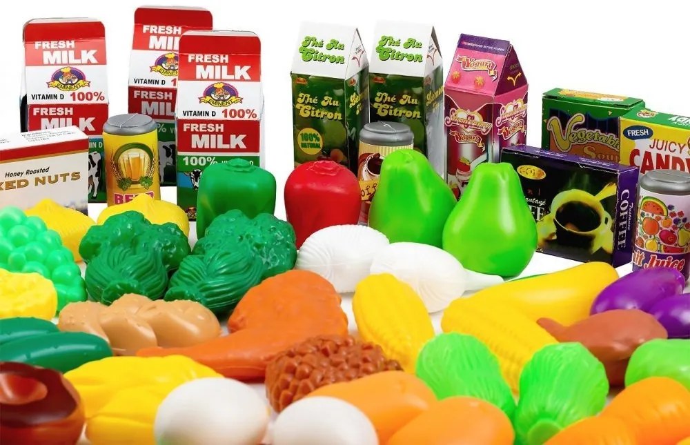 Set di 120 elementi in plastica per la cucina o il piccolo negozio dei bambini