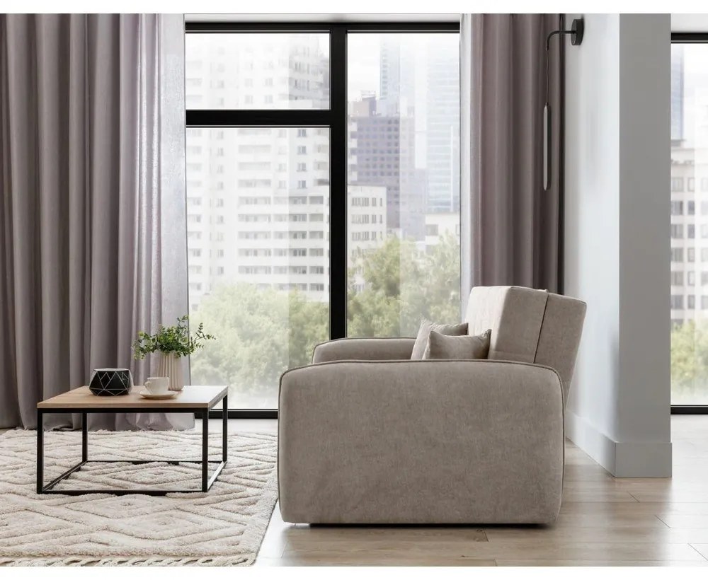 Divano beige allungabile/con contenitore e rivestimento in ciniglia 155 cm Laine – ELTAP