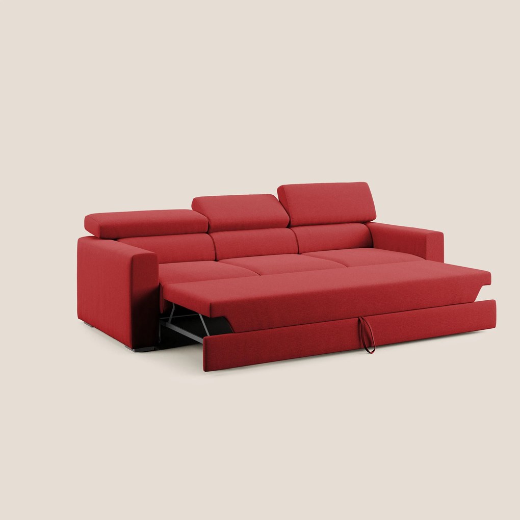 Dylan divano a 3 sedute con pouf estraibile poggiapiedi in tessuto simil cotone impermeabile T13