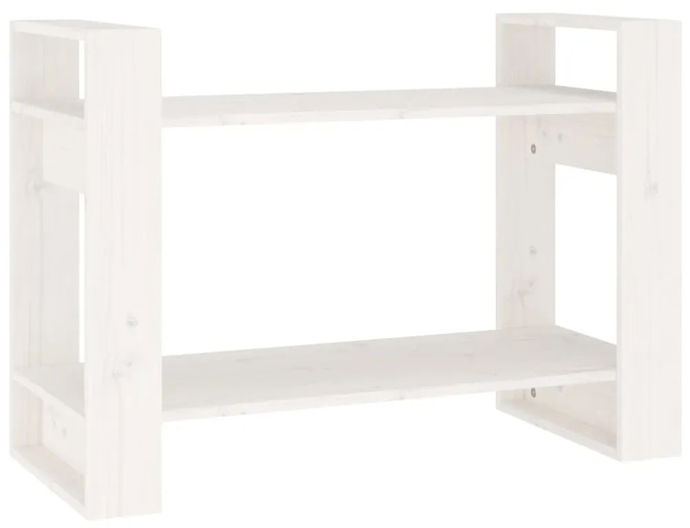 Libreria/Divisorio Bianco 41x35x57 cm in Legno Massello di Pino