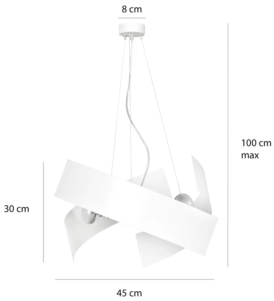 Sospensione Moderna 1 Luce Izanagi In Fasce Di Acciaio Bianco