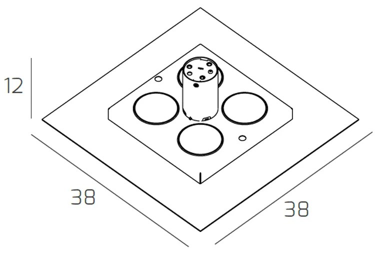 Plafoniera Moderna Floppy Metallo Grigio Antracite 4 Luci Gx53