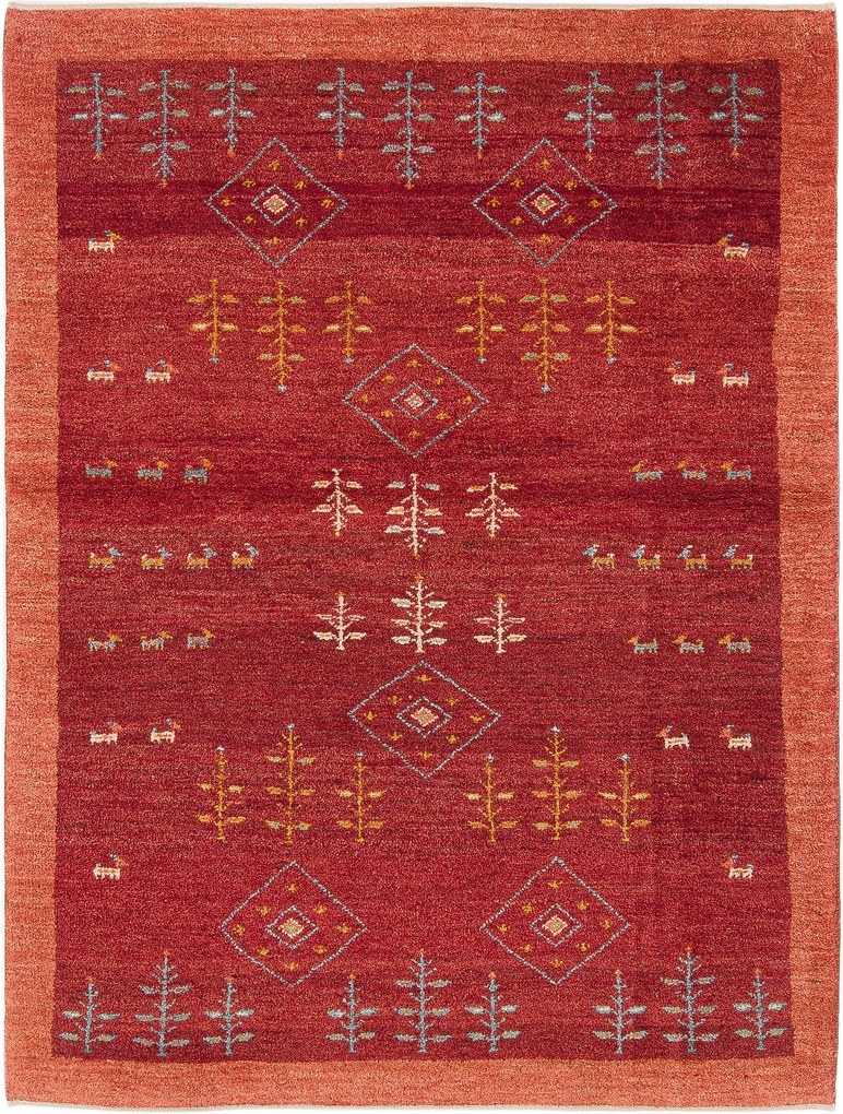 Gabbeh Tappeto 150 x 200 Rosso (Iran) Annodato A Mano
