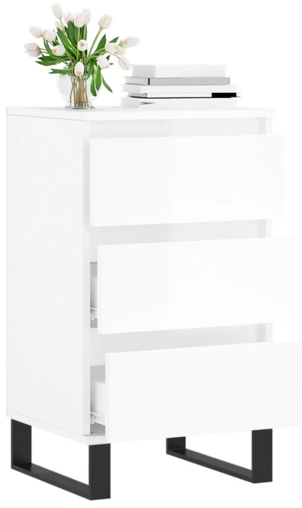 Credenza bianco lucido 40x35x70 cm in legno multistrato