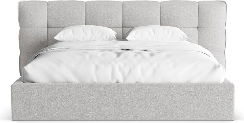 Letto matrimoniale imbottito grigio con contenitore con rete inclusa 160x200 cm Eric – Micadoni