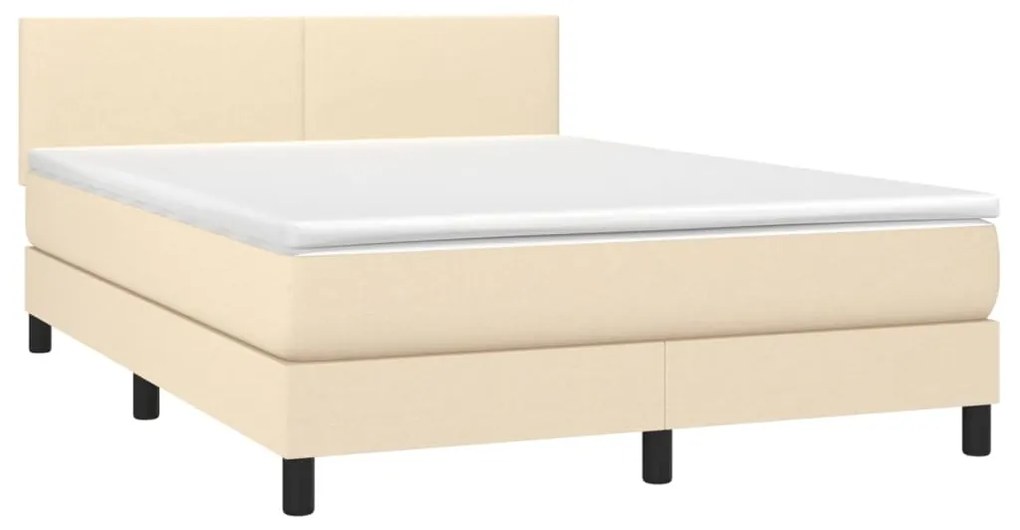 Letto a Molle con Materasso e LED Crema 140x200 cm in Tessuto